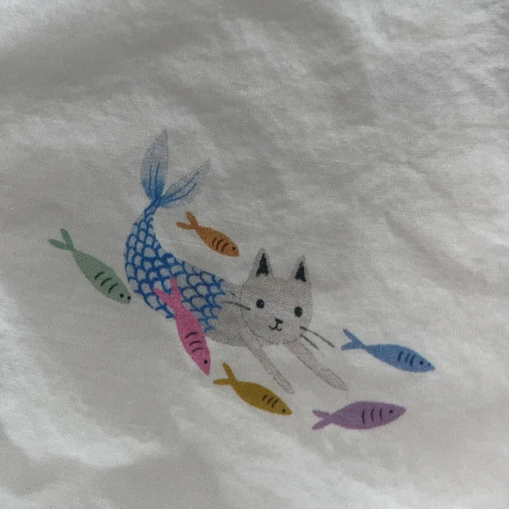 Pottery Barn Kids Mermaid & Cats Beach Pillow Sham Embroidered Lily 28x20